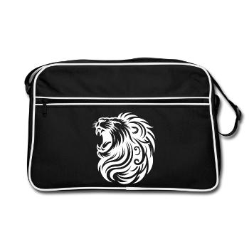 Roaring lion with elegant mane and teeth - Retro Bag - black/white - Front
