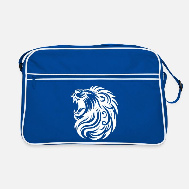 Roaring lion with elegant mane and teeth Retro Bag