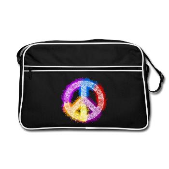 Zentangle Peace Sign - Retro Bag - black/white - Front