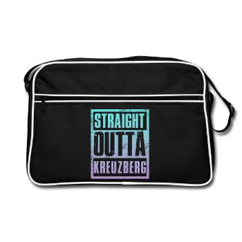 Straight outta Kreuzberg - Retro Tasche - Schwarz/Weiß - Vorne