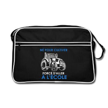 Geboren zum Bauernhof – gezwungen, zur Schule zu gehen - Retro Tasche - Schwarz/Weiß - Vorne