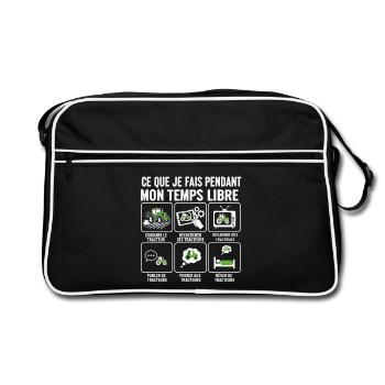 Temps libre et tracteurs: activités - Sac Retro - noir/blanc - Devant