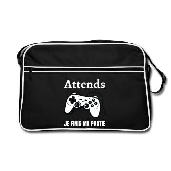 Attends je finis ma partie - Sac Retro - noir/blanc - Devant