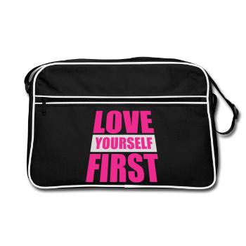 Love Yourself First Self-Love Self-Care - Retro Bag - black/white - Front