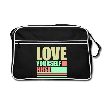 Love Yourself First Self-Love Self-Care - Retro Bag - black/white - Front