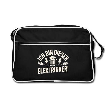 Ich bin dieser Elektrinker – Lustiges Bier Motiv - Retro Tasche - Schwarz/Weiß - Vorne