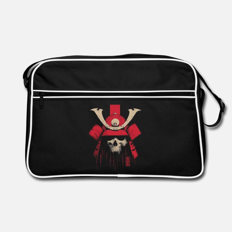 Blutroter Samurai Schädel Retro Tasche