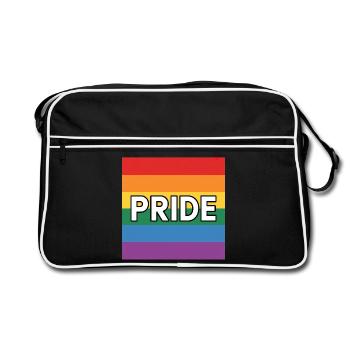 Pride - T-shirt avec drapeau arc-en-ciel queer - Sac Retro - noir/blanc - Devant