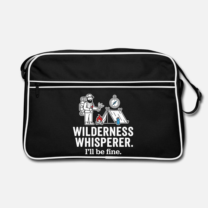 Wilderness Whisperer Camping Abenteuer - Retro Tasche - Schwarz/Weiß