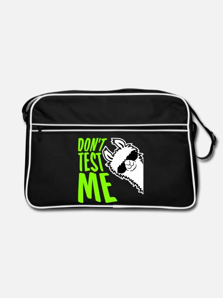 Ne me teste pas Lama Citation drôle coquine Logo - Sac Retro - noir/blanc - Devant