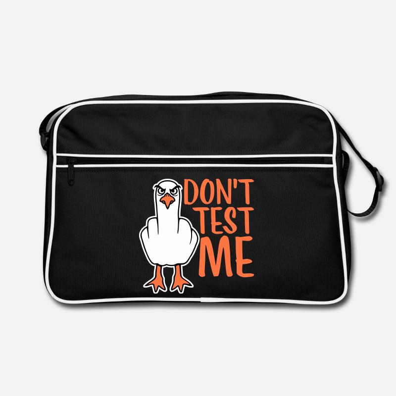Don't Test Me Möwe Vogel Frech Mittelfinger Böse Retro Tasche