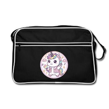 Kawaii Unicorn Pastel Magic - Mignon & Mignon - Sac Retro - noir/blanc - Devant