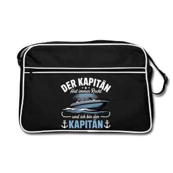 Kapitän Boot Bootsführerschein - Retro Tasche - Schwarz/Weiß - Vorne