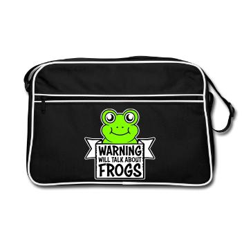 Avertissement : parlera des grenouilles, grenouille, animal drôle. - Sac Retro - noir/blanc - Devant