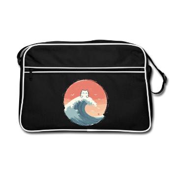 Vague de chat sur la mer du soir - Sac Retro - noir/blanc - Devant