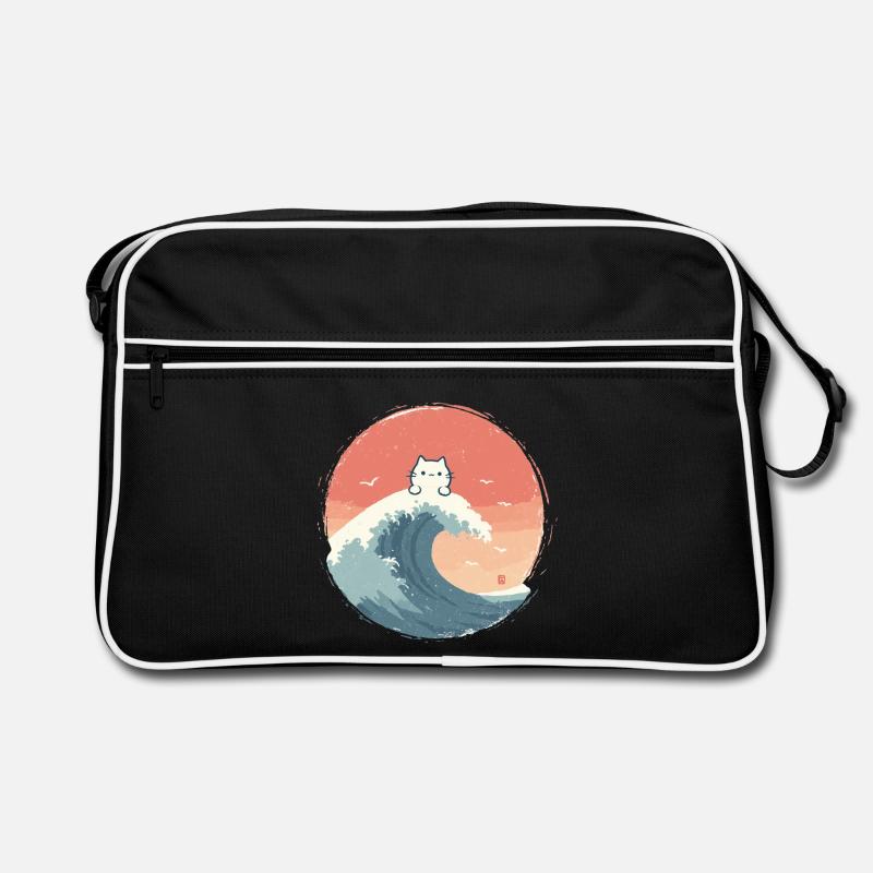 Vague de chat sur la mer du soir Sac Retro