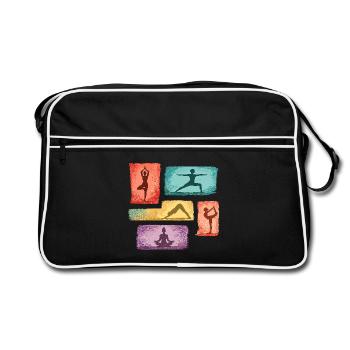 Yoga silhouettes in color blocks - Retro Bag - black/white - Front
