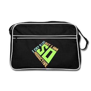 Je pleure beaucoup mais je suis tellement productif, émotions drôles - Sac Retro - noir/blanc - Devant