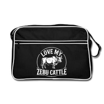 Love My Zebu - Retro Tasche - Schwarz/Weiß - Vorne
