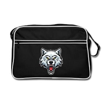 Arctic White Wolf Yellow Eyes Wolf Logo - Retro Bag - black/white - Front