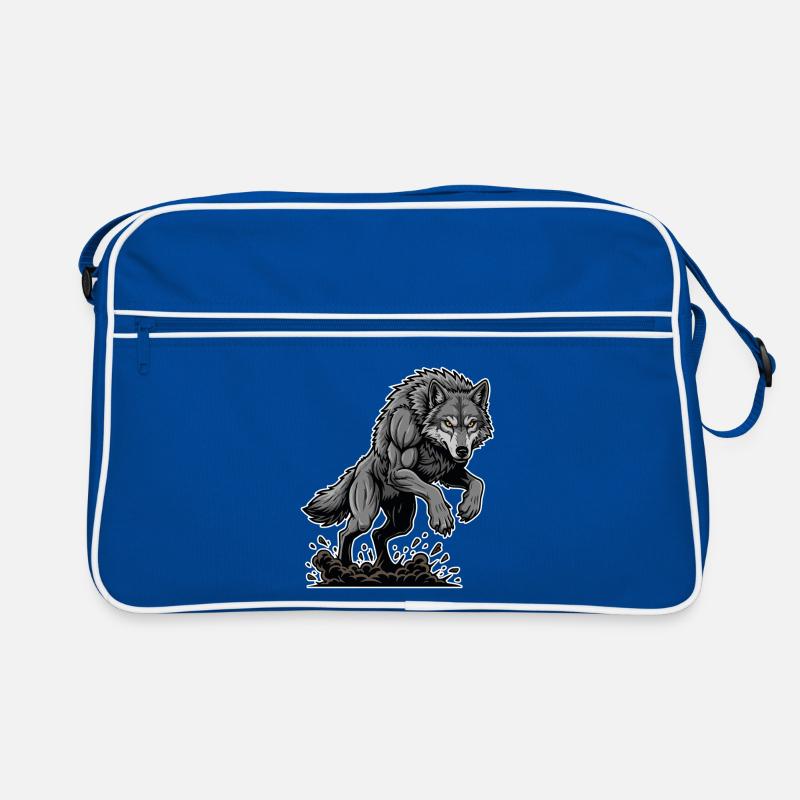 Werwolf Mighty Racing Maskottchen Wolf Retro Tasche