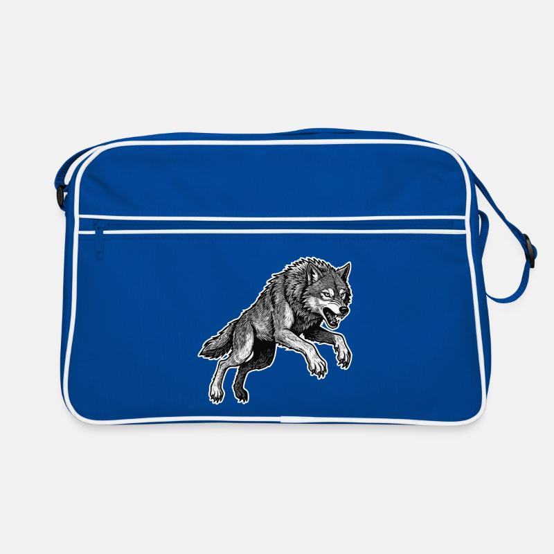 Wild Wolf Race Maskottchen Alpha Wolf Retro Tasche