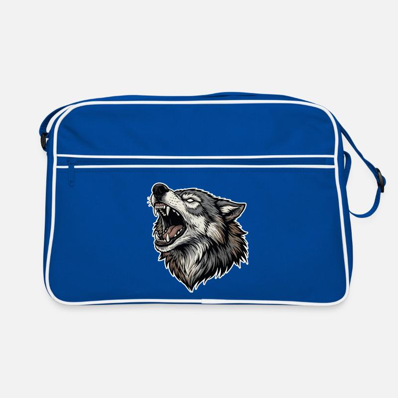 Wild Wolf Heulend Alpha Wolf Maskottchen Retro Tasche