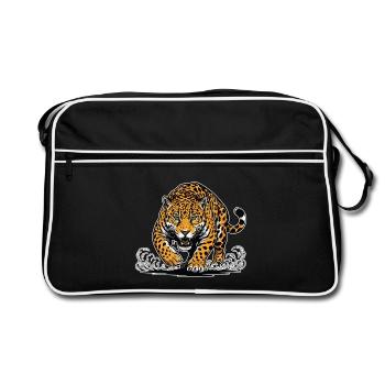 Jaguar Leopard Attack Water Mascot Predator - Retro Bag - black/white - Front