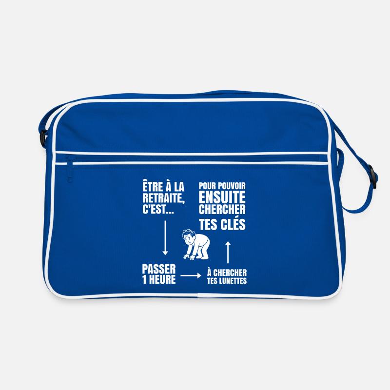 Im Ruhestand mit oder ohne Brille (weißer Text) Retro Tasche
