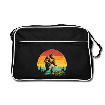 Funny Big Foot Gardener Garden Flowers - Retro Bag - black/white - Front