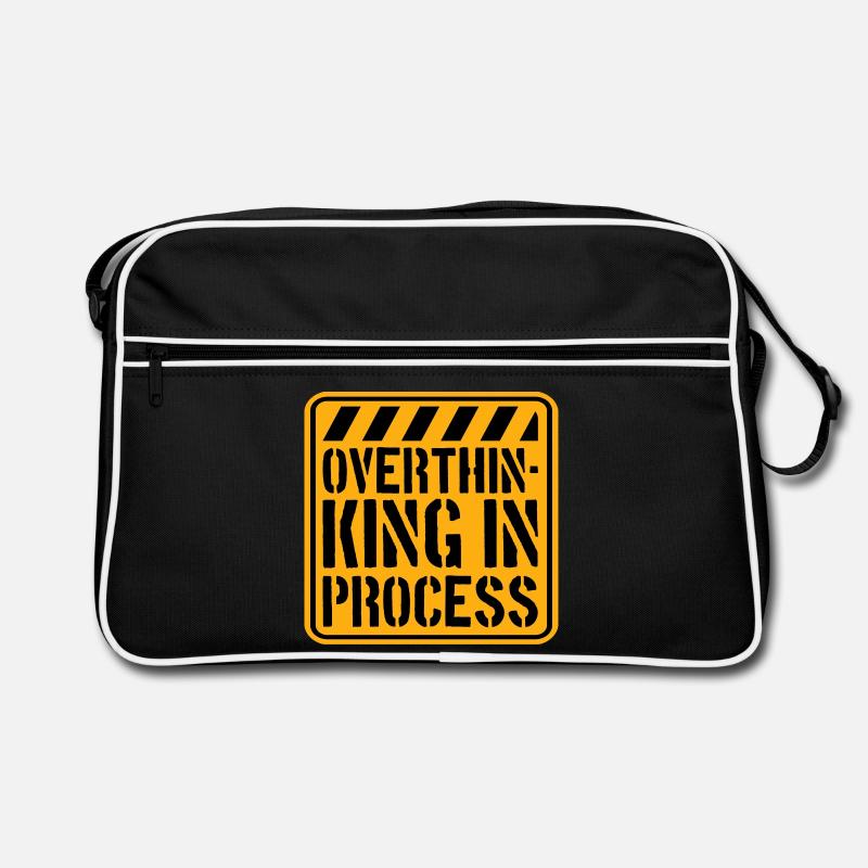 Trop réfléchir en processus Drôle de dicto sombre Logo Sac Retro