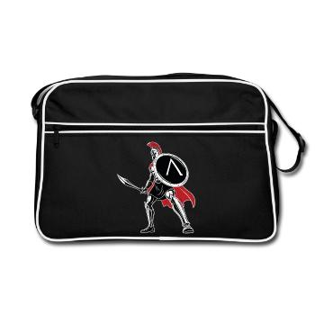 Spartan Sword Shield Mascot Spartan Legend - Retro Bag - black/white - Front