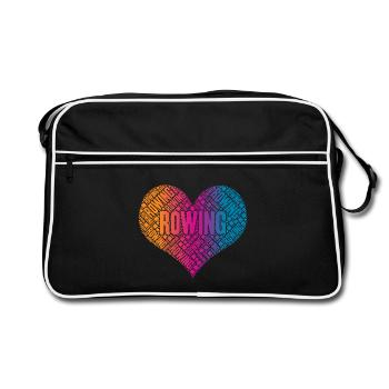 Rowing Rudern Herz - Retro Tasche - Schwarz/Weiß - Vorne