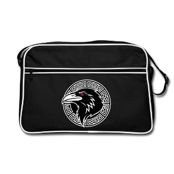 Odin's Raven Huginn Muninn Viking Rune Mascot - Retro Bag - black/white - Front