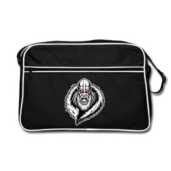 Wikinger Warcry Berserker Fury Nordisches Maskottchen - Retro Tasche - Schwarz/Weiß - Vorne