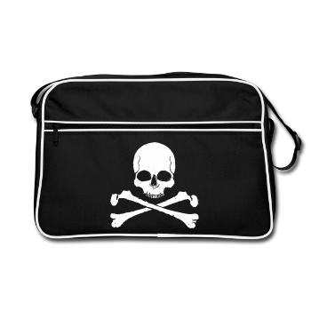 Skull Cross Pattern Skull - Retro Bag - black/white - Front