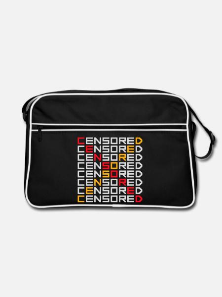 Censored Zensiert Lustig Statement Freiheit Logo - Retro Tasche - Schwarz/Weiß - Vorne
