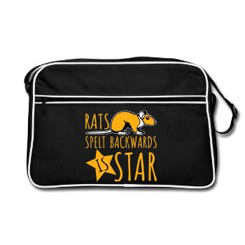 Rats Spelt Backwards Is Star Lustiger Ratte Spruch - Retro Bag - black/white - Front