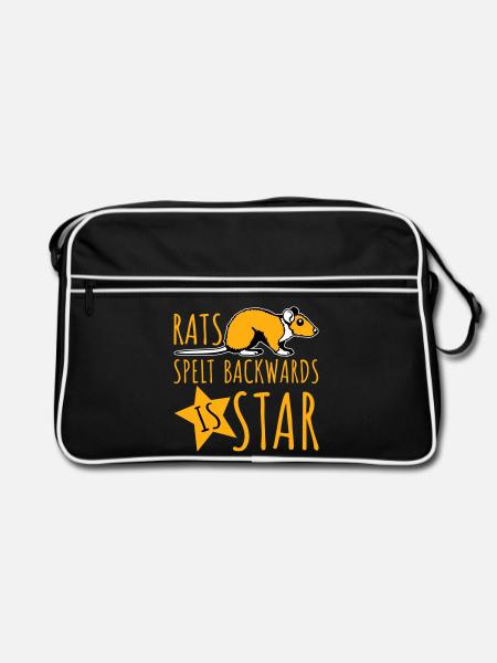 Rats Spelt Backwards Is Star Lustiger Ratte Spruch - Retro Bag - black/white - Front