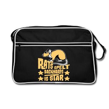 Rats Spelt Backwards Is Star Lustiger Ratte Spruch - Retro Bag - black/white - Front