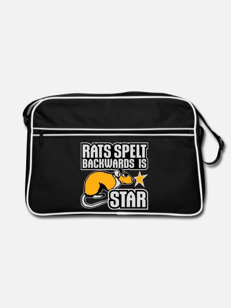 Rats Spelt Backwards Is Star Lustiger Ratte Spruch - Retro Bag - black/white - Front