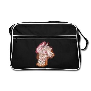 Zentangle Alpaca - Retro Bag - black/white - Front