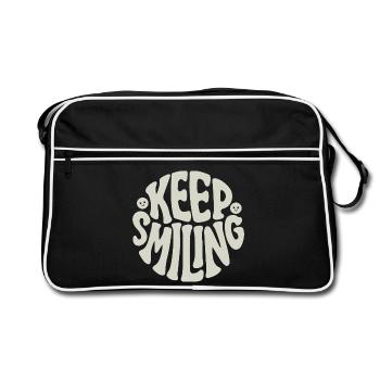 Continuez de sourire Typographie en gras Citation positive - Sac Retro - noir/blanc - Devant