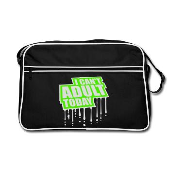 I Can't Adult Today Funny Adult Saying Logo - Retro Bag - black/white - Front