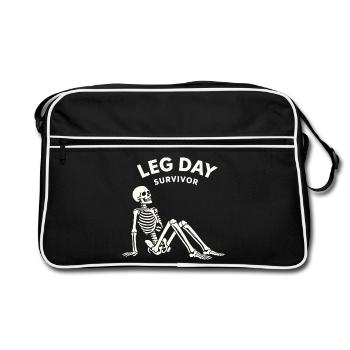 Leg Day Survivor – Chemise humoristique de fitness - Sac Retro - noir/blanc - Devant