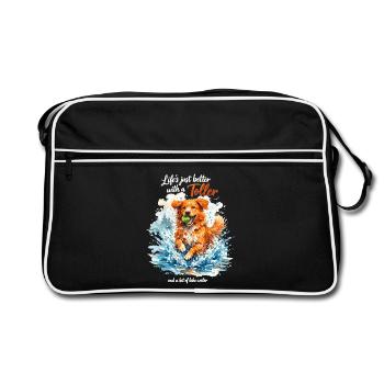 Aquarelle de la Nouvelle-Écosse : La vie est meilleure avec un Toller - Sac Retro - noir/blanc - Devant