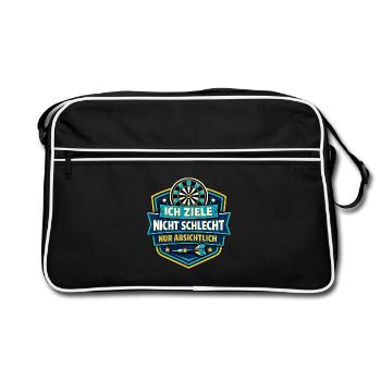 Ich ziele nicht schlecht – Absichtlich - Retro Tasche - Schwarz/Weiß - Vorne