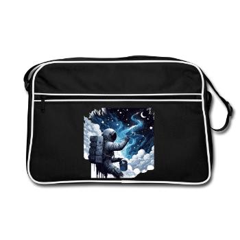 Astronaut peint la nuit : peintre spatial créatif - Sac Retro - noir/blanc - Devant