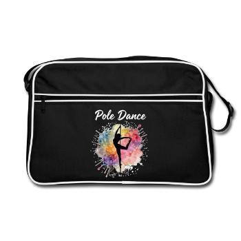 Pole Dance Silhouette – Watercolor Art Design - Retro Bag - black/white - Front