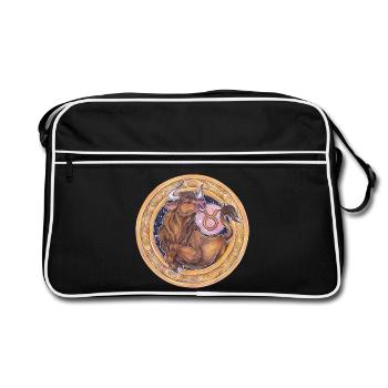 Zodiac Sign Sternzeichen Stier Taurus Geschenk - Retro Tasche - Schwarz/Weiß - Vorne